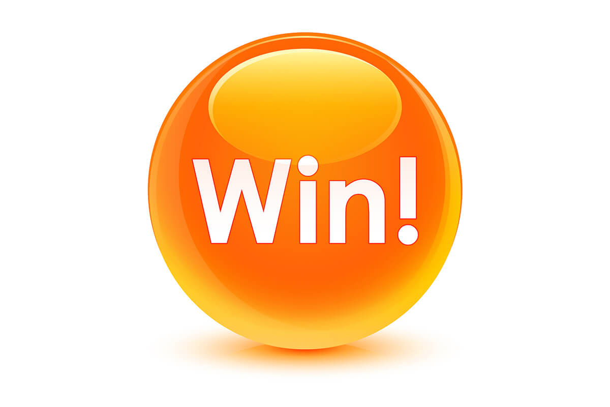 Image of an orange sphere with the word Win!