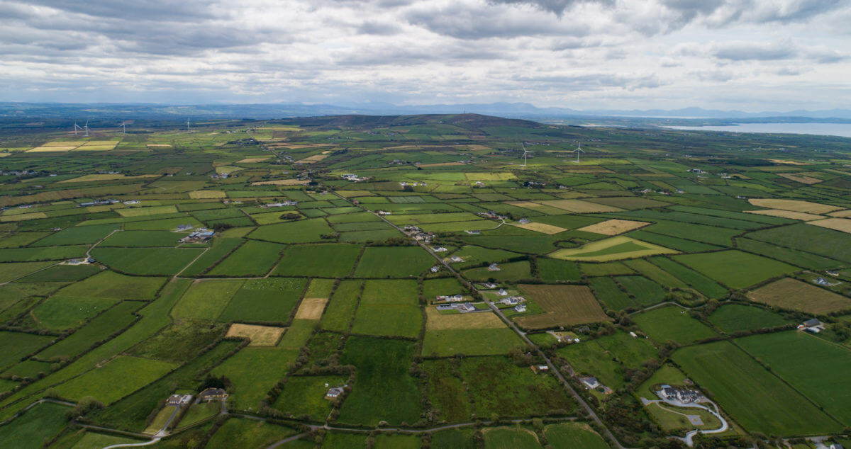 Photo of aerial view of rural countryside farmland