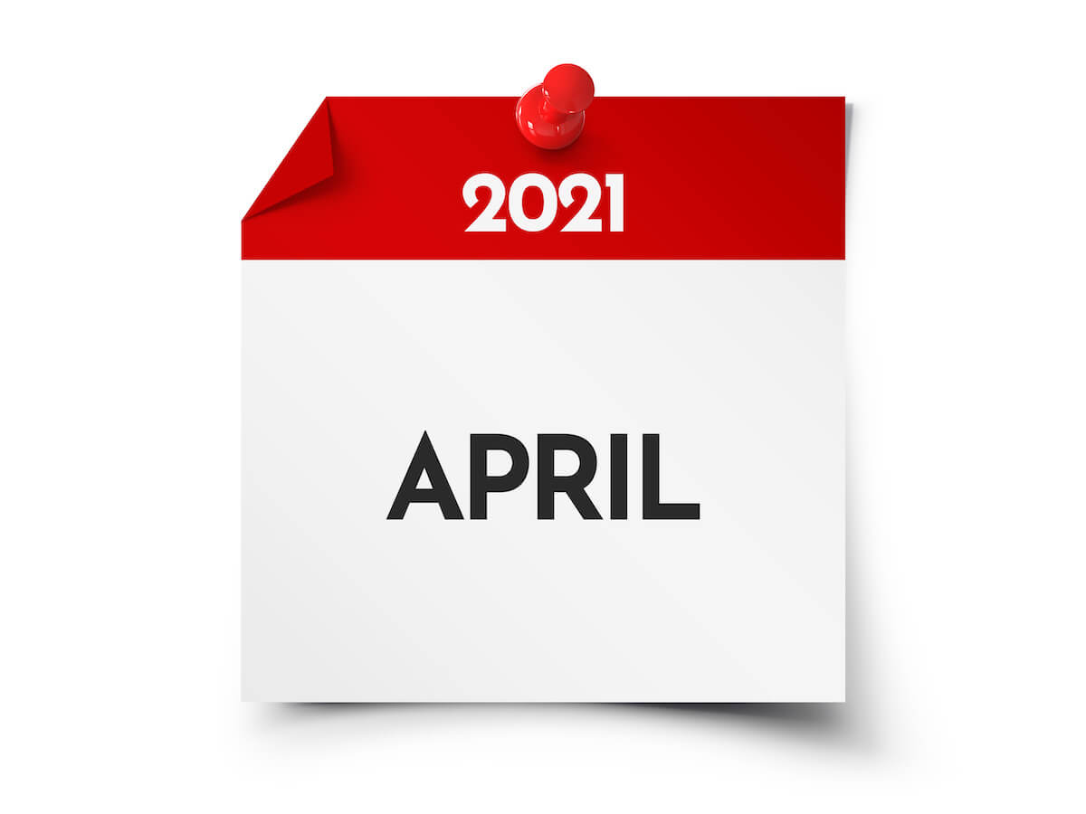 Image of a calendar with the month of April