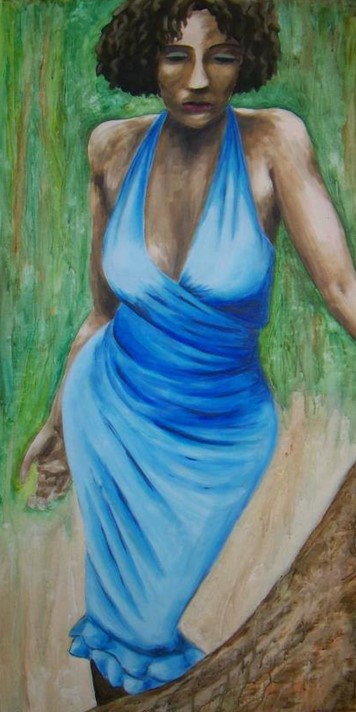 Painting of a woman in blue dress by Krystee Decker