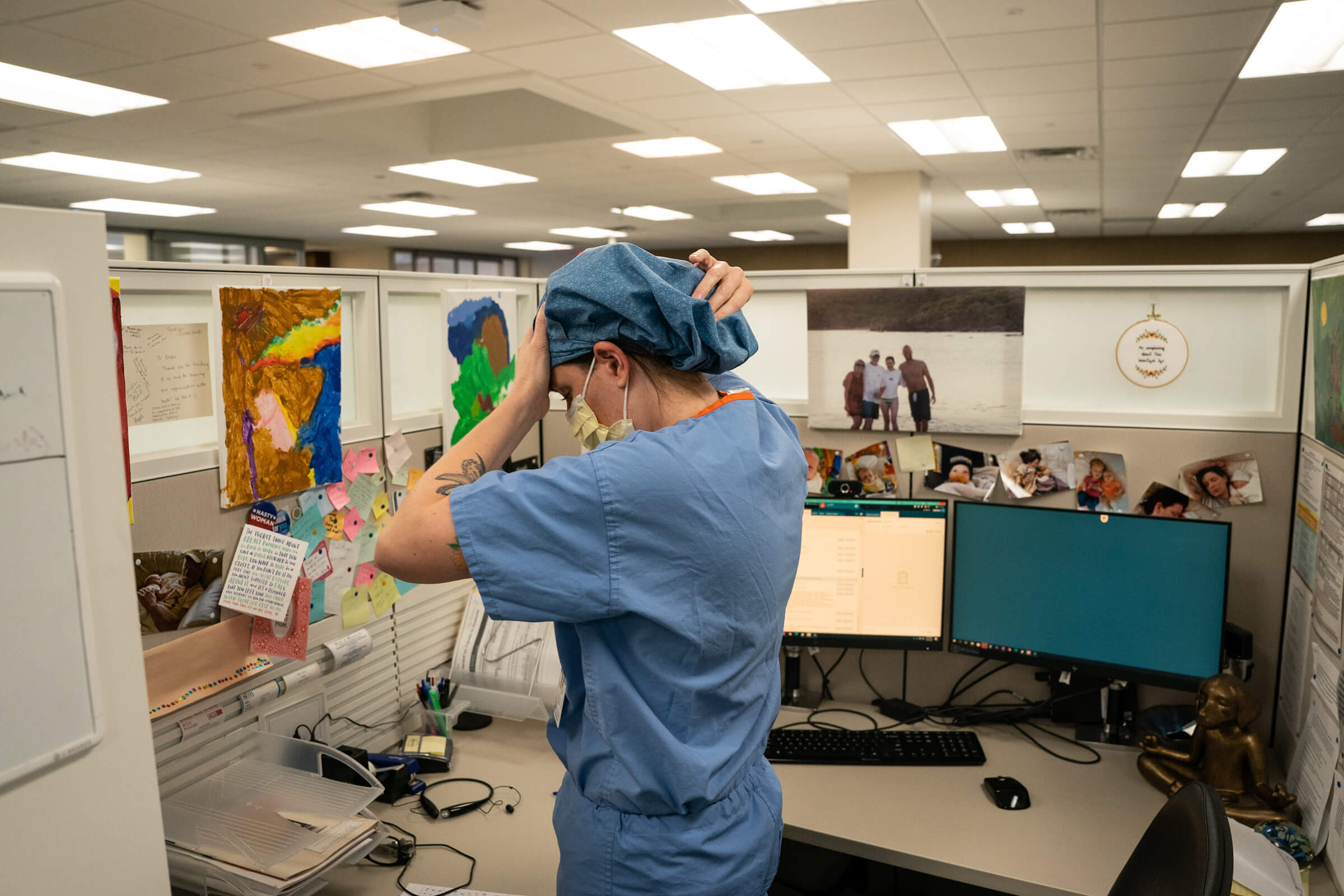 Photo of Dr. Jessie Roske preparing for her shift