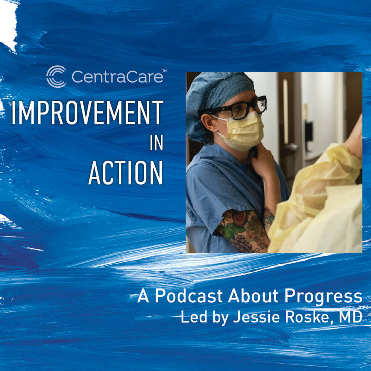 A promo for the Improvement in Action podcast with photo of Dr. Jessie Roske 