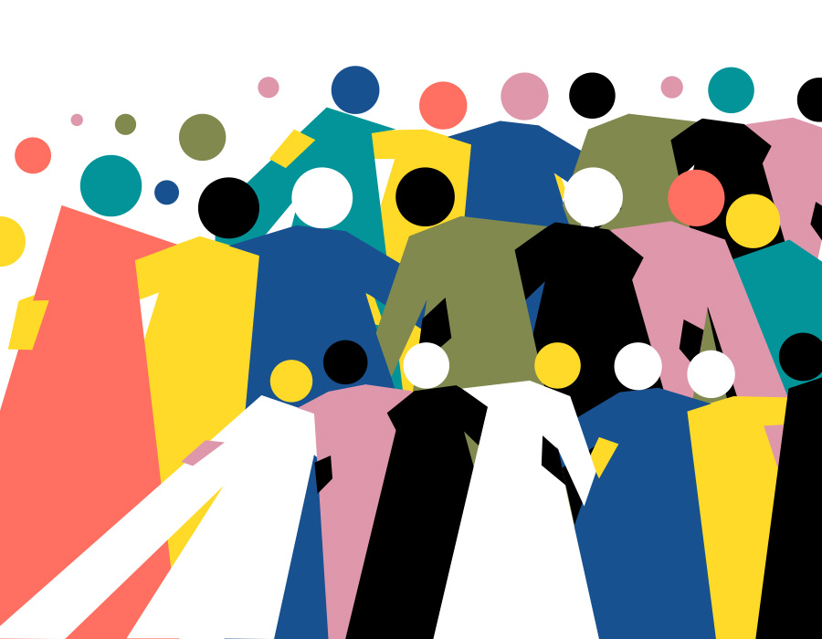 Abstract Illustration of many different kinds of people, representing population health