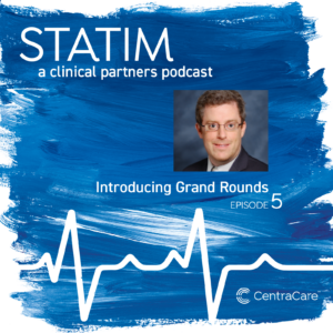 Cover art for the STATIM podcast episode five with Dr. Lucio Minces on the topic of Grand Rounds