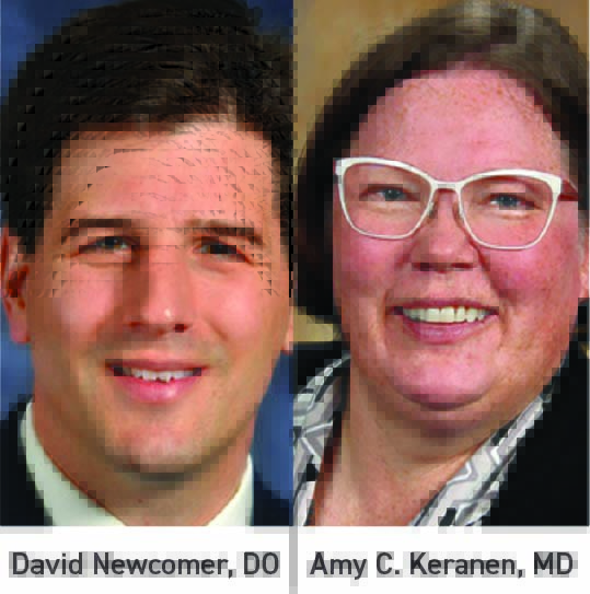 Side by side photos of David Newcomer, DO, and Amy Keranen, MD for the Clinical Updates Podcast on the topic of Hospice Care Differences