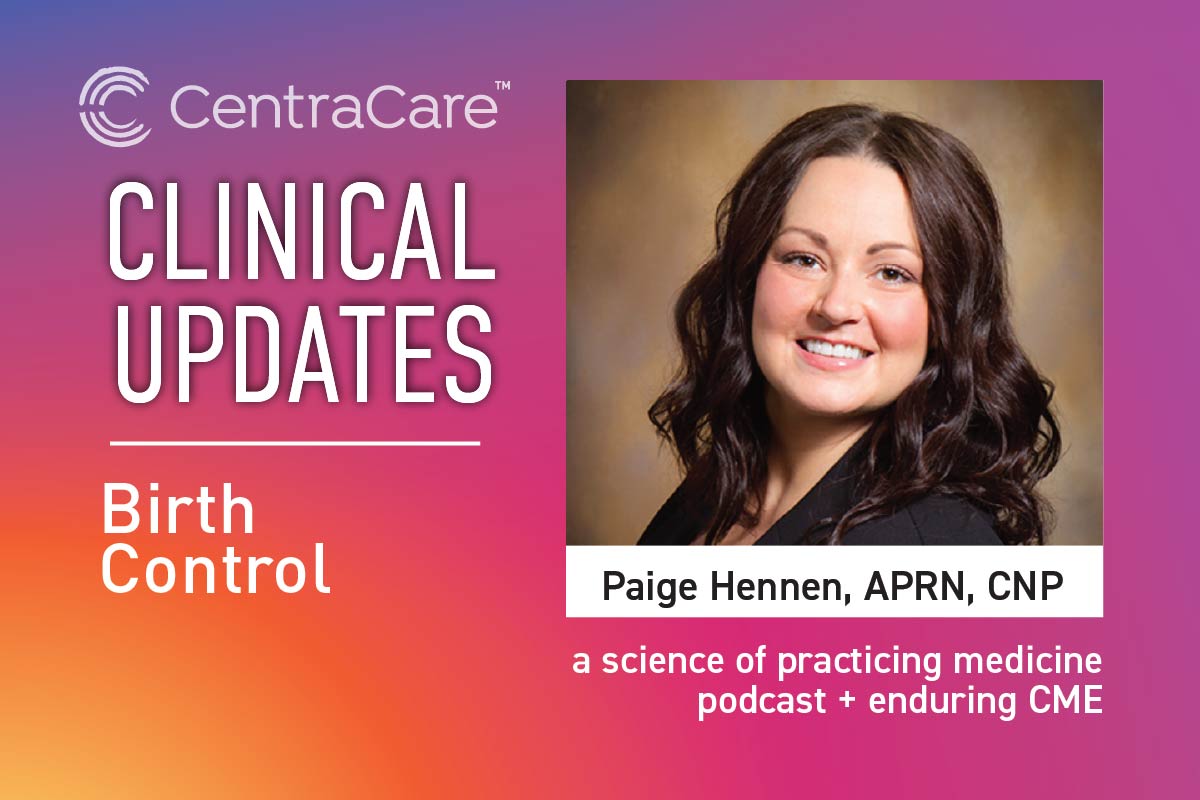 Digital promotion for the Clinical Updates CME and podcast on Contraceptive Pills with Paige Hennen