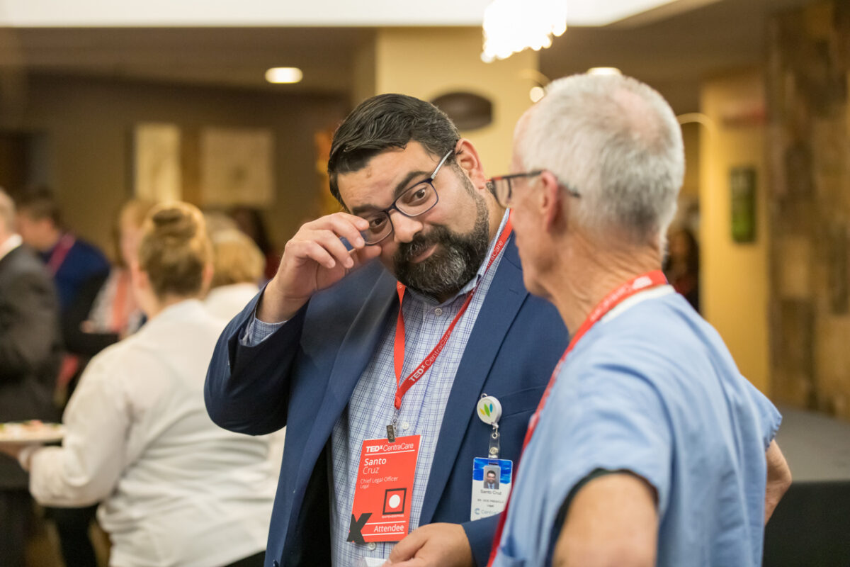 Chief Legal Officer, Santo Cruz, a veteran TEDx speaker, enjoying the reception