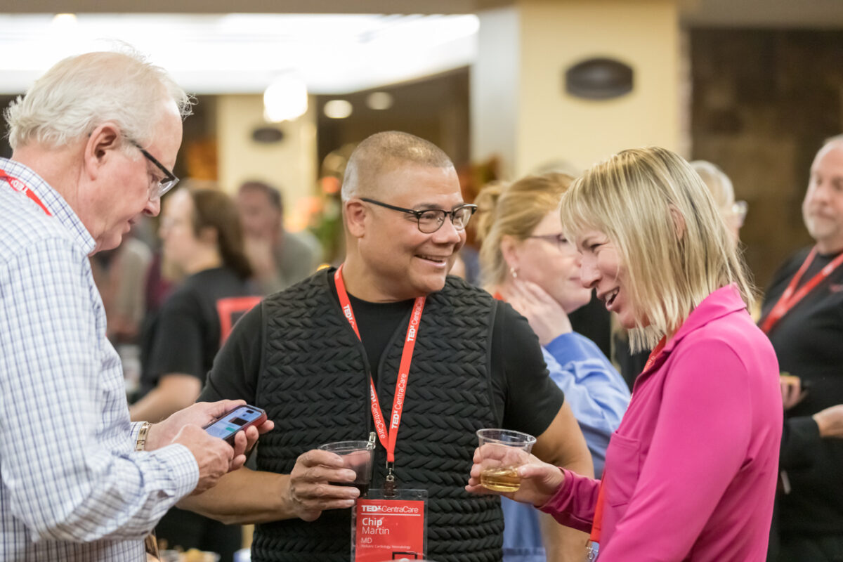 TEDxCentraCare speaker, Chip Martin-Chaffee, MD, at the reception