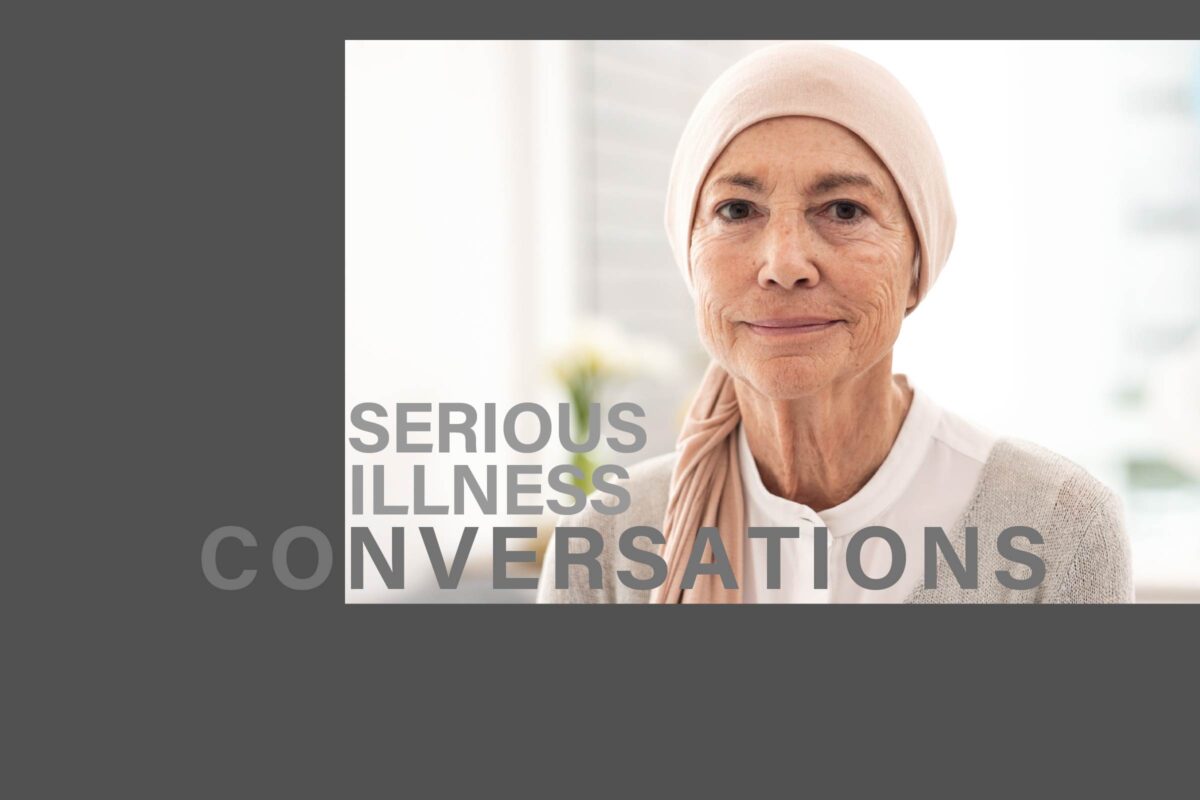 Photo of a woman with cancer wearing a headscarf, promoting the CME on the topic of Serious Illness Conversations