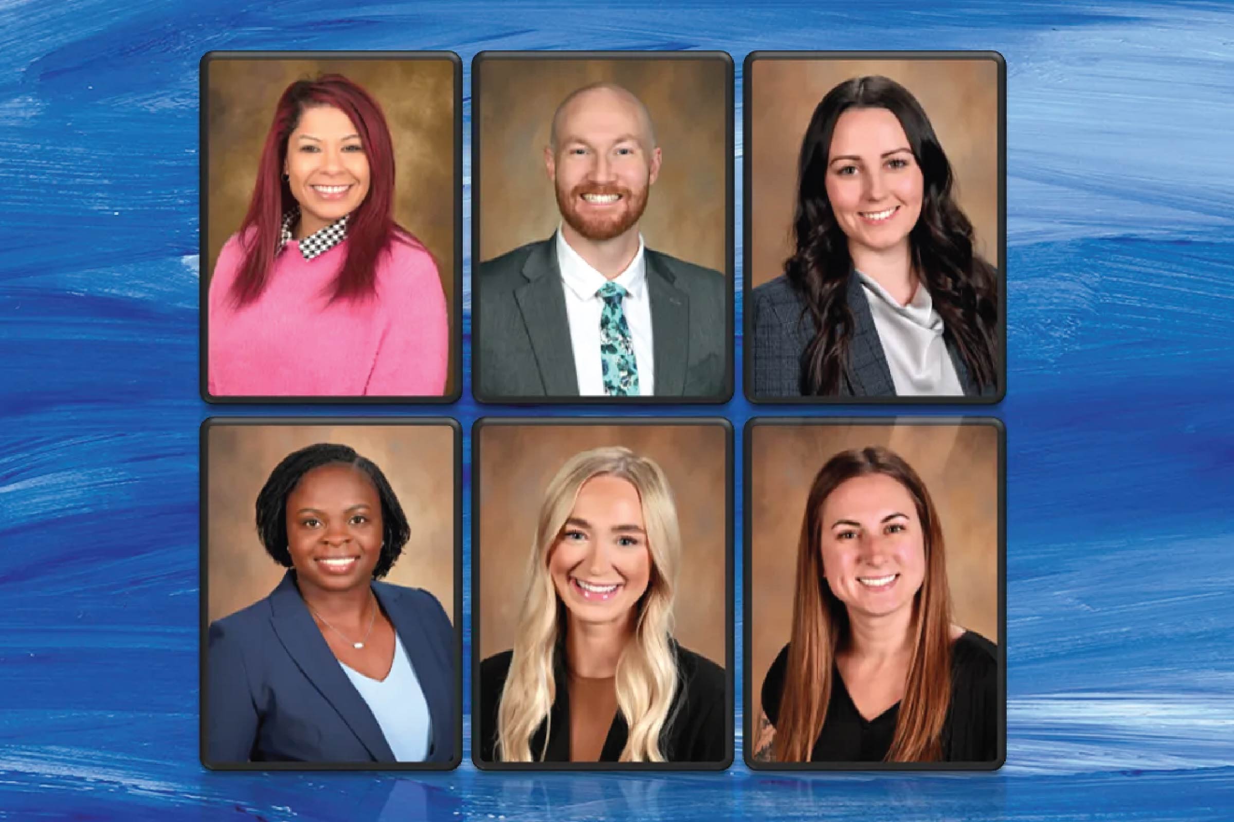 Photos of six new Clinical Partners: Thomas Rogers, PA-C, Erin Belisle, CNP, Ese Aghenta, MD, MPH, Lauren Blaine, DNP, Leia Zwilling, APRN, Bobbie Jo Haagenson, APRN