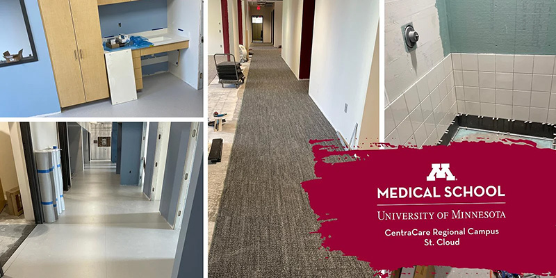 Photos of the construction progress for the Regional Campus of the University of Minnesota Medical School at CentraCare