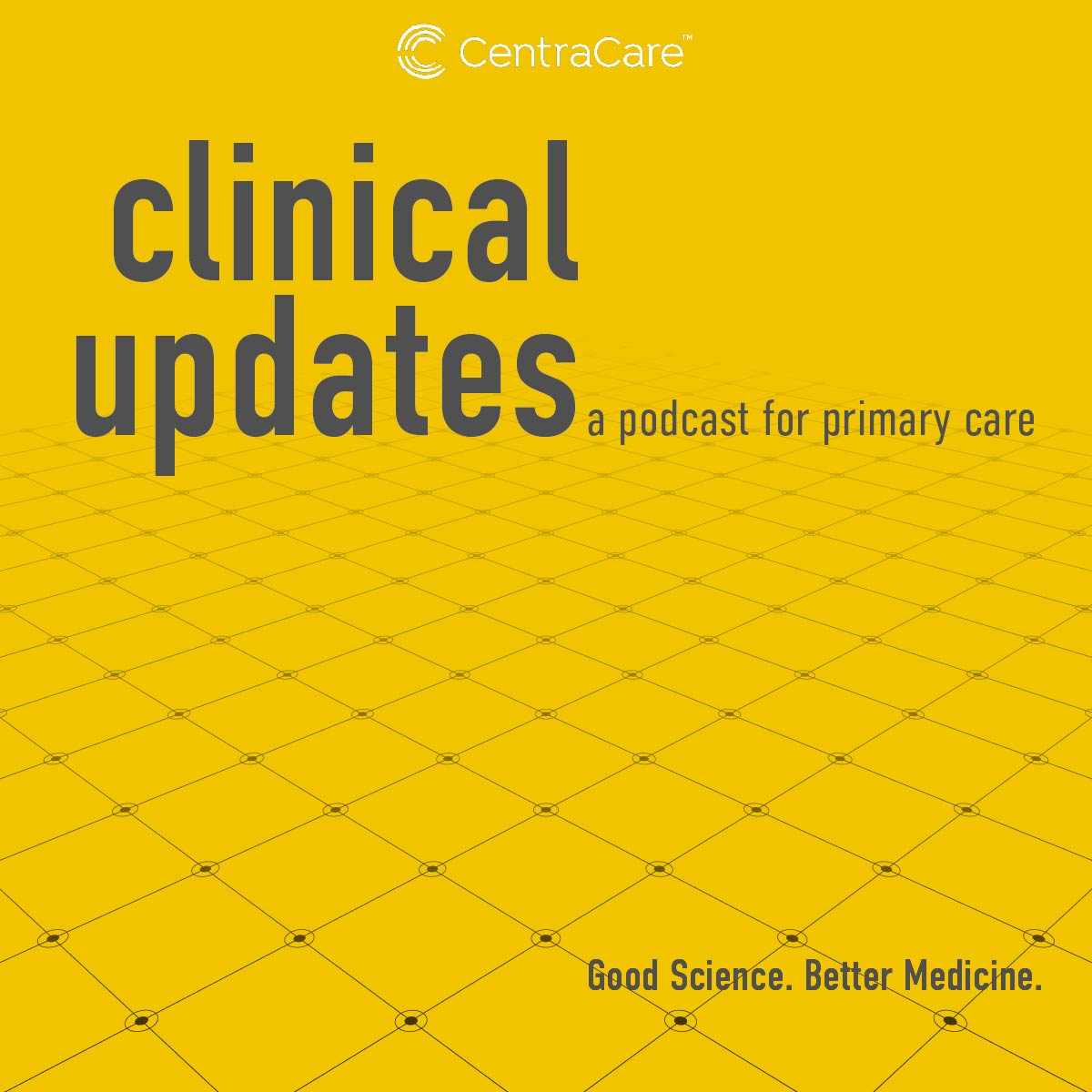 Grid pattern on a yellow background for the podcast cover art for Clinical Updates