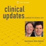 Clinical Updates Side-by-side photos of Amy Keranen, MD, and David Newcomer, DO, on the Clinical Updates podcast cover for the episode focusing on Hospice Care