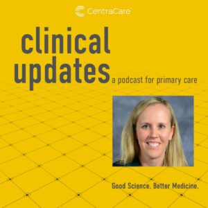 Photo of Angela Beyerl, FNP-BC, on the cover of Clinical Updates podcast featuring the condition Venous Stasis and Wound Care